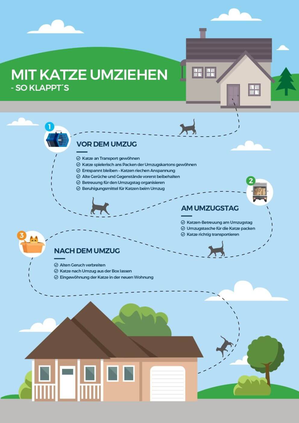 Inforgrafik für einen stressfreien Umzug mit Katze - DasUmzugsteam