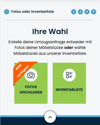 Digitaler Möbelerfasser von DasUmzgusteam - Startbildschirm
